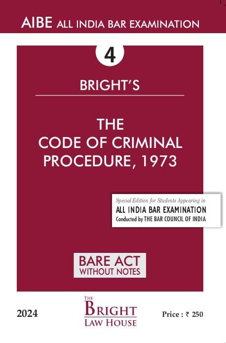 Code of Criminal Procedure, 1973 (CrPC) (English) Bare Act (Without Notes) For All India Bar Examination